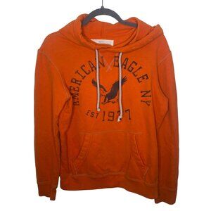 Y2k American‎ Eagle Outfitters Hooded Sweatshirt XS Orange Logo Soft